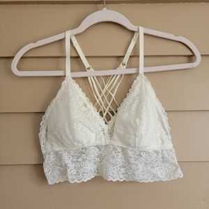 Aerie Lace Bralette with Crisscross Back - Ivory